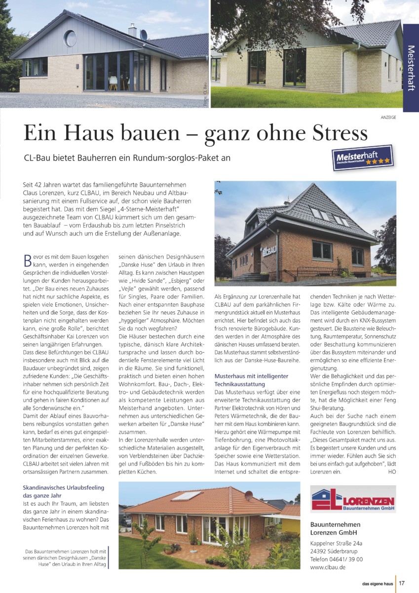 Pressetextanzeige aus dem Magazin von Lorenzen