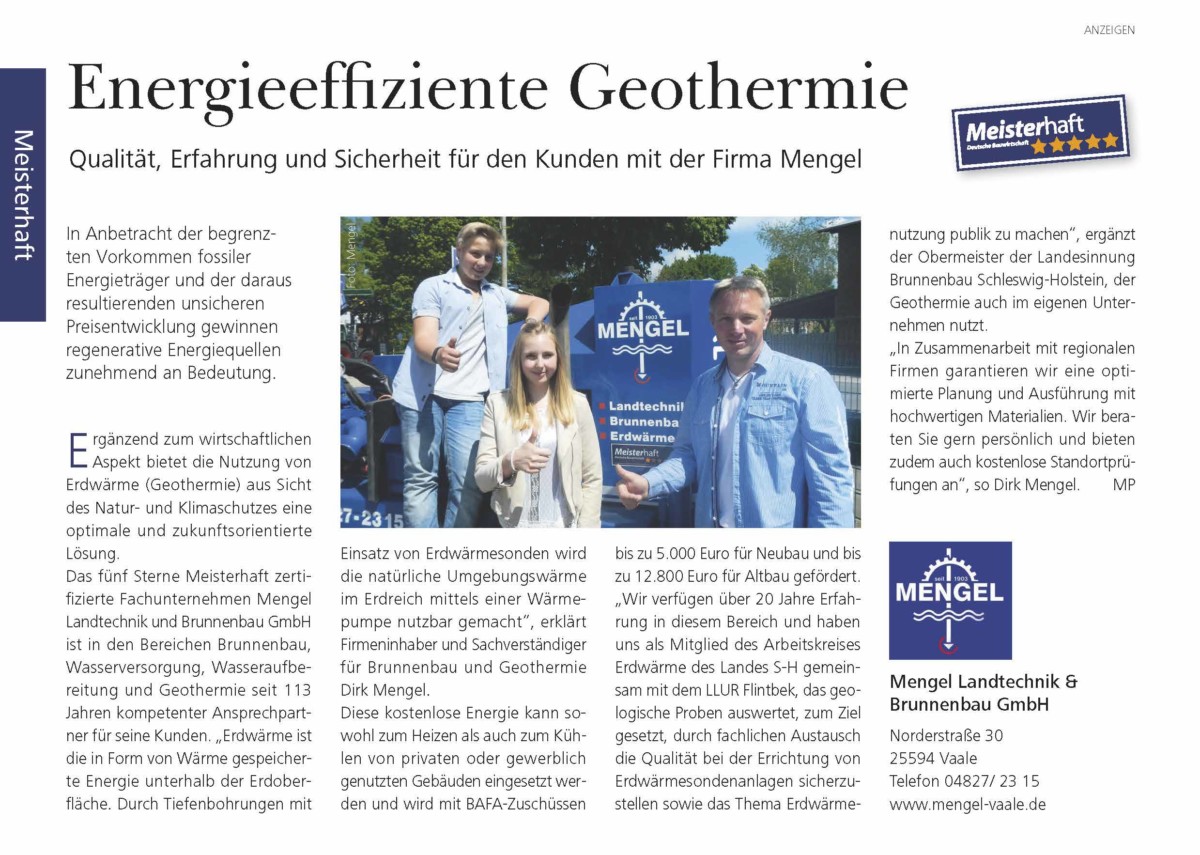 Pressetextanzeige aus dem Magazin von Mengel
